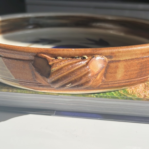 Vintage Pottery Made Clay Dish Ware Bowl Tray With Handles Serving Dish - Picture 4 of 11